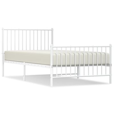 vidaXL Metal Bed Frame without Mattress with Footboard White 100x200 cm