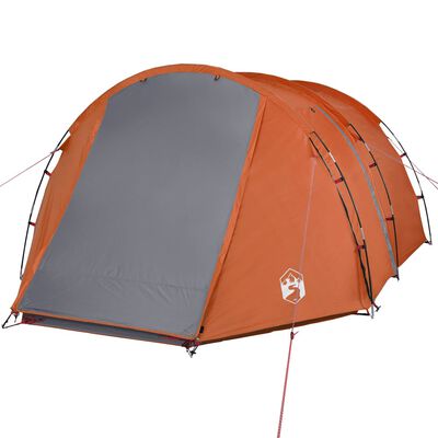 vidaXL Camping Tent Tunnel 4-Person Grey and Orange Waterproof