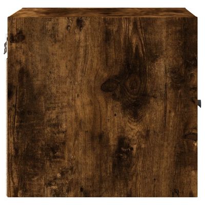 vidaXL Bedside Cabinet with Glass Door Smoked Oak 35x37x35 cm