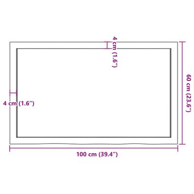 vidaXL Bathroom Countertop 100x60x(2-6) cm Untreated Solid Wood