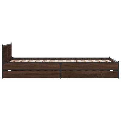 vidaXL Bed Frame with Drawers without Mattress Brown Oak 90x190 cm Single