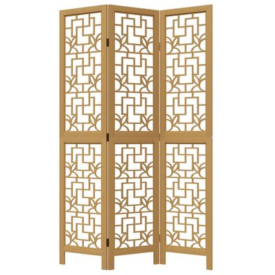 vidaXL Room Divider 3 Panels Brown Solid Wood Paulownia