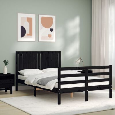 vidaXL Bed Frame without Mattress Black 120x200 cm Solid Wood