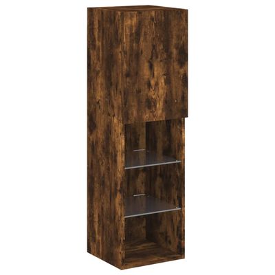 vidaXL 7 Piece TV Wall Cabinet Set with LED Lights Smoked Oak