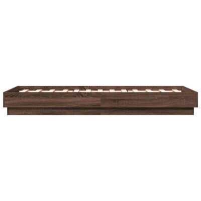 vidaXL Bed Frame without Mattress with LED Lights Brown Oak 90x190 cm Single