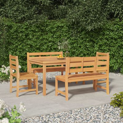 vidaXL 5 Piece Garden Dining Set Solid Wood Teak