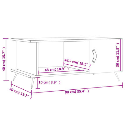 vidaXL Coffee Table High Gloss White 90x50x40 cm Engineered Wood