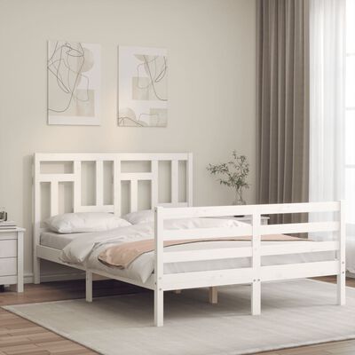 vidaXL Bed Frame without Mattress White 140x200 cm Solid Wood