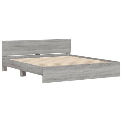 vidaXL Bed Frame with LED without Mattress Grey Sonoma 200x200 cm