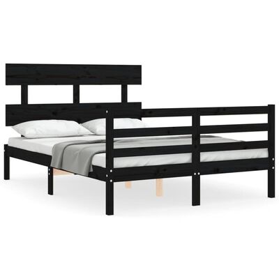 vidaXL Bed Frame without Mattress Black 120x200 cm Solid Wood