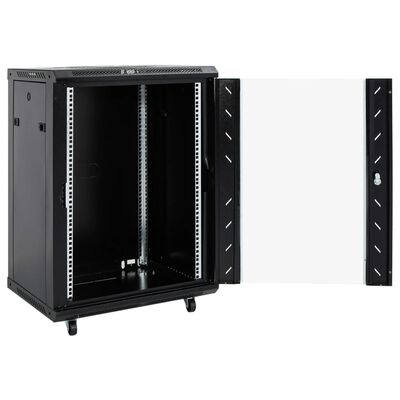 vidaXL 15U Network Cabinet 19" IP20 Black 53x40x80 cm