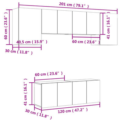 vidaXL 6 Piece TV Wall Units Brown Oak Engineered Wood