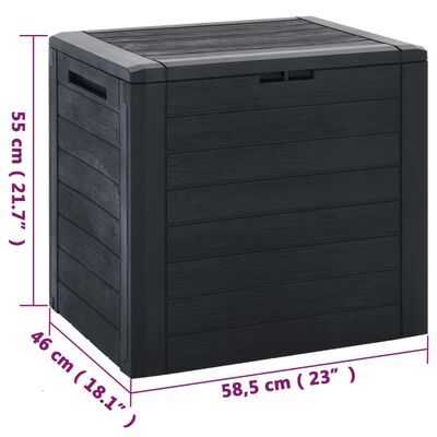 vidaXL Garden Storage Box Anthracite 58.5x46x55 cm Polypropylene