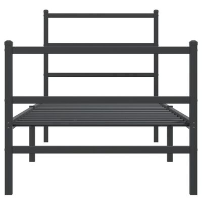 vidaXL Metal Bed Frame without Mattress with Footboard Black 75x190 cm Small Single