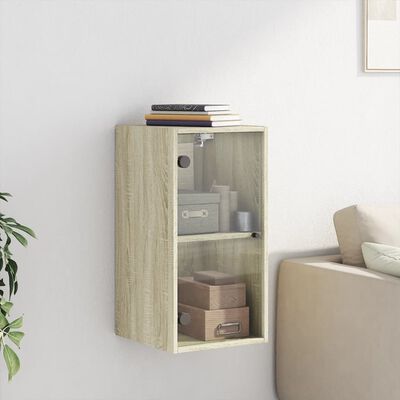 vidaXL Wall Cabinet with Glass Doors Sonoma Oak 35x37x68.5 cm