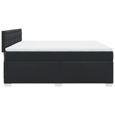 vidaXL Box Spring Bed with Mattress Black 180x200 cm Faux Leather