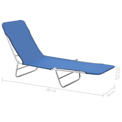 vidaXL Folding Sun Loungers 2 pcs Steel and Fabric Blue