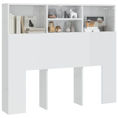 vidaXL Headboard Cabinet High Gloss White 120x19x103.5 cm