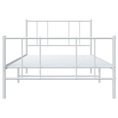 vidaXL Metal Bed Frame without Mattress with Footboard White 100x200 cm