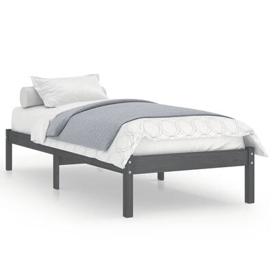 vidaXL Bed Frame without Mattress Grey Solid Wood 90x200 cm