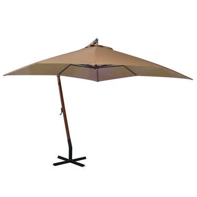 vidaXL Hanging Garden Parasol with Pole Taupe 3x3 m Solid Fir Wood