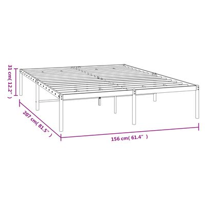 vidaXL Metal Bed Frame without Mattress White 150x200 cm King Size