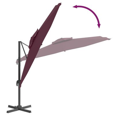 vidaXL Double Top Cantilever Garden Parasol Bordeaux Red 400x300 cm