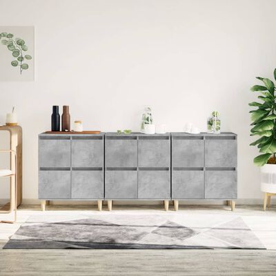 vidaXL Sideboards 3 pcs Concrete Grey 60x35x70 cm Engineered Wood