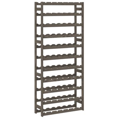 vidaXL Wine Rack for 77 Bottles Grey Solid Wood Pine