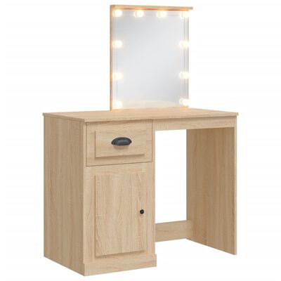 vidaXL Dressing Table with LED Lights Sonoma Oak 90x42x132.5 cm