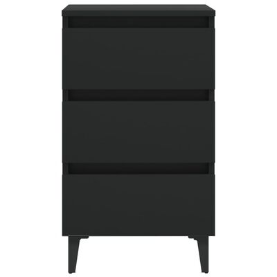 vidaXL Bed Cabinet with Metal Legs 2 pcs Black 40x35x69 cm