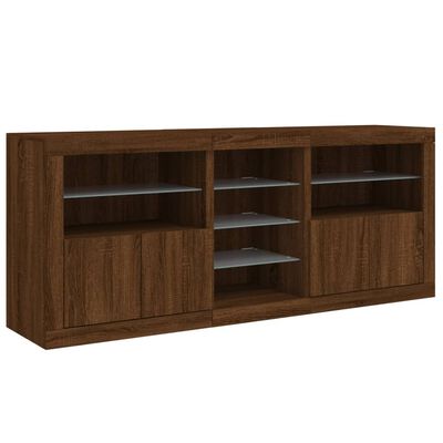 vidaXL Sideboard with LED Lights Brown Oak 162x37x67 cm