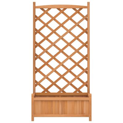 vidaXL Planter with Trellis Brown Solid Wood Fir