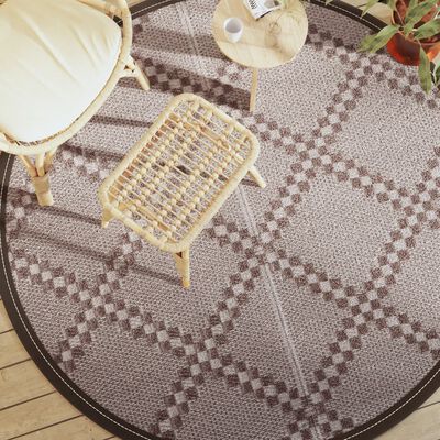 vidaXL Outdoor Carpet Brown Ø200 cm PP