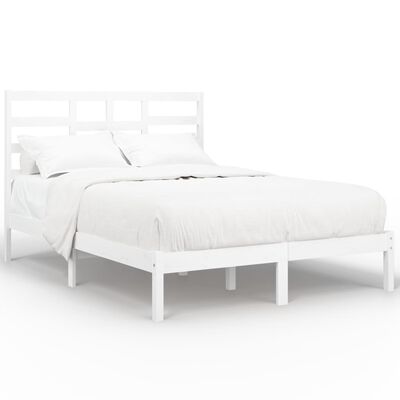 vidaXL Bed Frame without Mattress White Solid Wood 120x190 cm Small Double