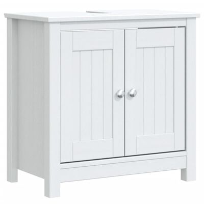 vidaXL 3 Piece Bathroom Furniture Set BERG White Solid Wood Pine