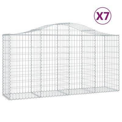 vidaXL Arched Gabion Baskets 7 pcs 200x50x100/120 cm Galvanised Iron