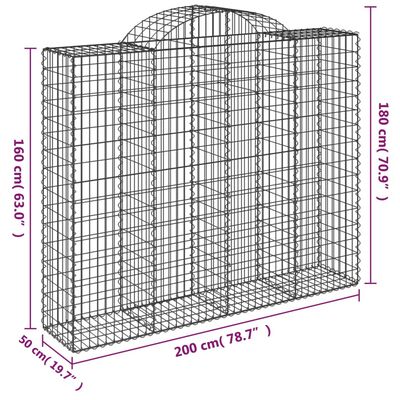 vidaXL Arched Gabion Baskets 3 pcs 200x50x160/180 cm Galvanised Iron