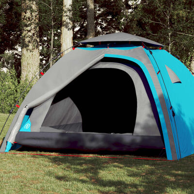 vidaXL Camping Tent Dome 4-Person Blue Quick Release