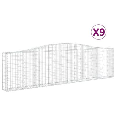 vidaXL Arched Gabion Baskets 9 pcs 400x30x100/120 cm Galvanised Iron