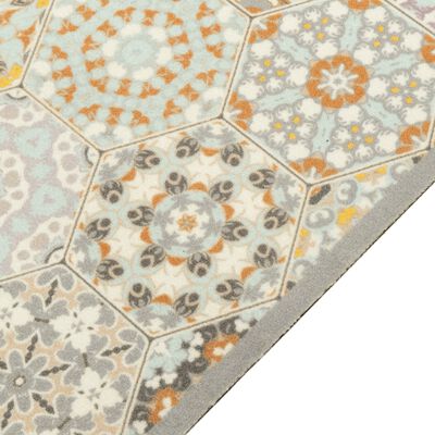 vidaXL Kitchen Rug Washable Hexagon Pastel 60x180 cm Velvet