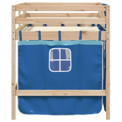 vidaXL Kids' Loft Bed with Curtains without Mattress Blue 80x200 cm