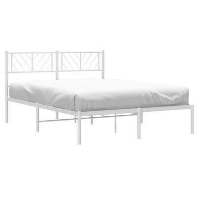 vidaXL Metal Bed Frame without Mattress with Headboard White 140x200 cm