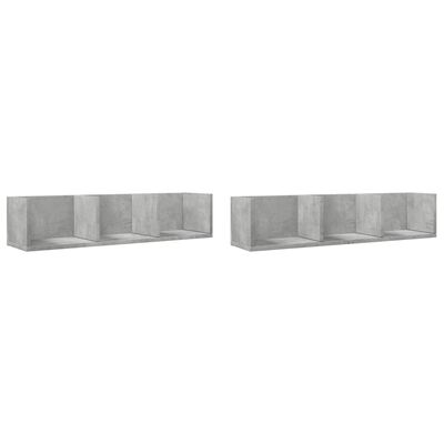 vidaXL Wall Cabinets 2 pcs Concrete Grey 75x18x16.5 cm Engineered Wood