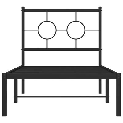 vidaXL Metal Bed Frame without Mattress with Headboard Black 75x190 cm Small Single