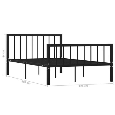 vidaXL Bed Frame without Mattress Black Metal 120x200 cm