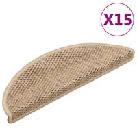 vidaXL Stair Mats Self-adhesive Sisal-Look 15 pcs 56x17x3 cm Sand