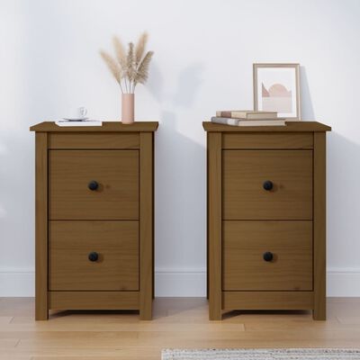 vidaXL Bedside Cabinets 2 pcs Honey Brown 40x35x61.5 cm Solid Wood Pine