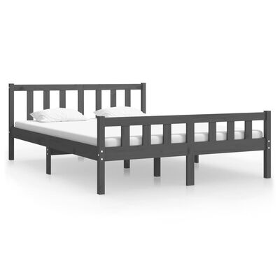 vidaXL Bed Frame without Mattress Grey Solid Wood Double