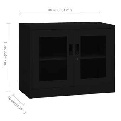 vidaXL Office Cabinet Black 90x40x70 cm Steel